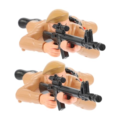 FRCOLOR 2 Stück Elektrische Krabbelnde Soldaten Spielfiguren Langlebige Armee Actionfiguren für Jungen Fördert Motorische Entwicklung Interaktives Lernspielzeug für Kleinkinder von FRCOLOR