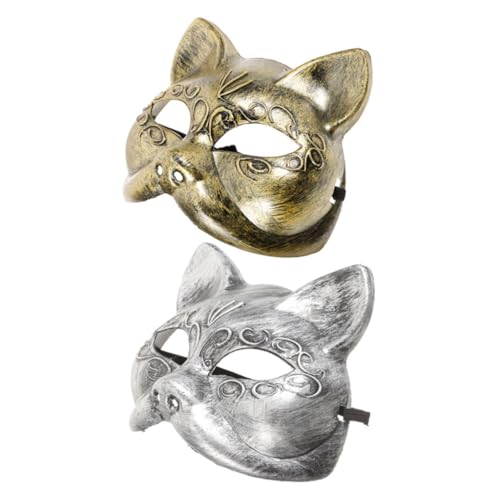 FRCOLOR 2 Stück Fuchs Halbmaske Dekorative Tiermaske für Halloween Karneval Cosplay Atmungsaktive Materialien Funktionsmaske für Kreative Kostüme Glitzerndes Design von FRCOLOR