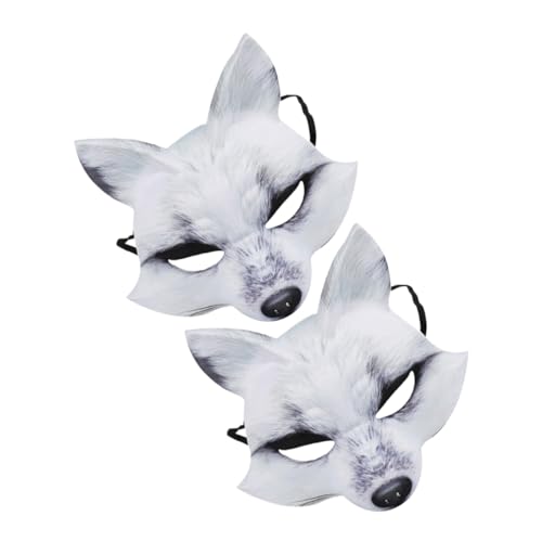 FRCOLOR 2 Stück Fuchsmaske Eva Cosplay Tiermaske für Halloween Karneval Maskerade Realistische Halbgesichtsmaske für Kostümpartys und Bühnenaufführungen von FRCOLOR