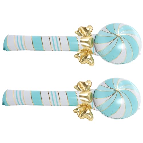 FRCOLOR 2 Stück Große Folienballons Candy Stick Aluminiumfolie Weihnachtsdeko Party Luftballons Hellblau Langlebig für Fenster Wand Decke Festliche Fotorequisite von FRCOLOR