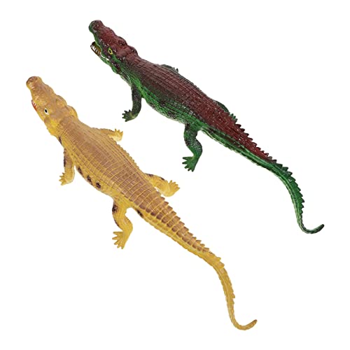 FRCOLOR 2 Stück Großes Krokodilspielzeug aus Weichem Kunststoff mit Geräuschfunktion Realistische Simulation für Lernspielzeug und Dekoration Grün von FRCOLOR