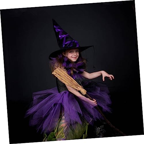 FRCOLOR 2 Stück Halloween Hexen Kostüm Tüllkleid Teilig mit Hut Schwarz für Mädchen Jahre Bühnenkostüm Party Verkleidung Karneval von FRCOLOR