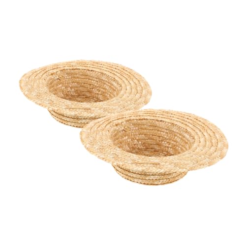 FRCOLOR 2 Stück Handgefertigter Hutembryo Puppenmütze selber Machen Mini-Hausschmuck kleine Hüte zum Basteln Mini-Hausverzierung Foto-Requisite für Bastelhüte Miniatur-Zubehör Stroh Khaki von FRCOLOR