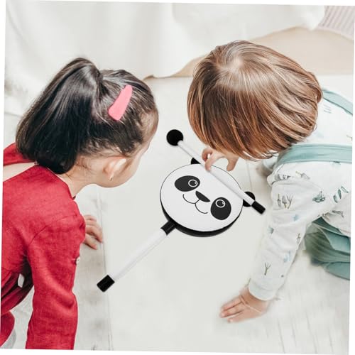 FRCOLOR 2 Stück Handtrommel für Kleinkinder Panda Design aus Kindersicherem Kunststoff Leicht zu Greifen Halten Pädagogisches Musikinstrument für Spiel und Frühe Entwicklung von FRCOLOR