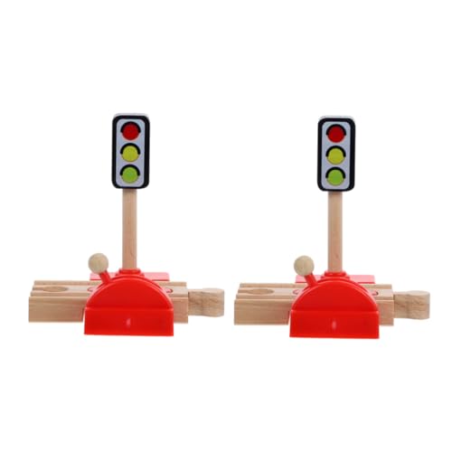FRCOLOR 2 Stück Holz Eisenbahn Zubehör Teiliges mit Realistischem Schranken und Verkehrszeichen für Holzeisenbahn Szenen Sicheres Holzspielzeug und Problemlösung bei Kindern von FRCOLOR