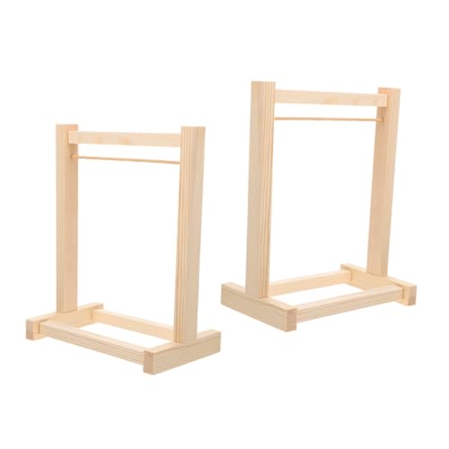 FRCOLOR 2 Stück Holz Kleiderständer für Puppenhaus Stabiles Miniatur Garderobenregal Platzsparendes Design Einfache Montage Zubehör für Puppenmöbel und Dollhouse Ausstattung von FRCOLOR