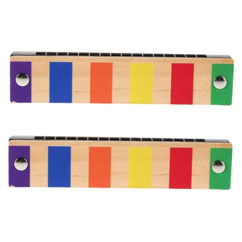 FRCOLOR 2 Stück Holz Mundharmonika Doppelreihe Musikinstrument für Anfänger Musikspielzeug Rhythmus und Hörfähigkeit Lernspielzeug von FRCOLOR