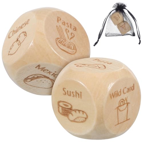 FRCOLOR 2 Stück Holz Würfel für Essensentscheidungen Kreative Dinner Würfel mit Essensmustern Kompakte Entscheidungshelfer für Romantische Abende und Spieleabende FRCOLOR 2 Stück Holz Würfel für Essensentscheidungen Kreative Dinner Würfel mit Essensmustern Kompakte Entscheidungshelfer für Romantische Abende und Spieleabende von FRCOLOR