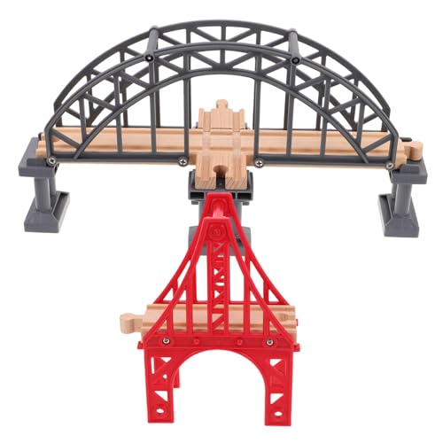 FRCOLOR 2 Stück Holz Zugbrücke Realistische Eisenbahnbrücke mit Rack Design Kleines Brückenmodell für Holzeisenbahn Fördert Kreativität und Motorische Fähigkeiten bei Kindern von FRCOLOR