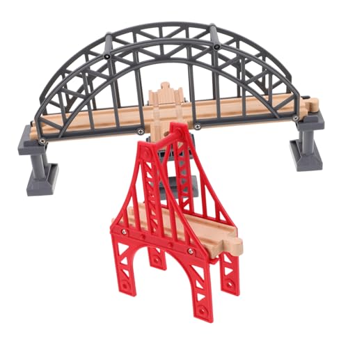FRCOLOR 2 Stück Holzeisenbahn Brücke Teiliges Thematische Eisenbahnbrücke aus Holz Fördert Kreativität und Motorik Kompatibel mit Holzschienen Kindgerechtes Lernspielzeug für Jungen und von FRCOLOR
