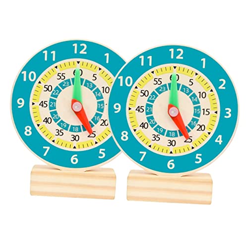 FRCOLOR 2 Stück Holzlernuhren Teiliges Pädagogisches Lernspielzeug Spielerische Zeiterkennung für Kleinkinder Farbenfrohe Holzmodelle und Vorstellungsvermögen von FRCOLOR