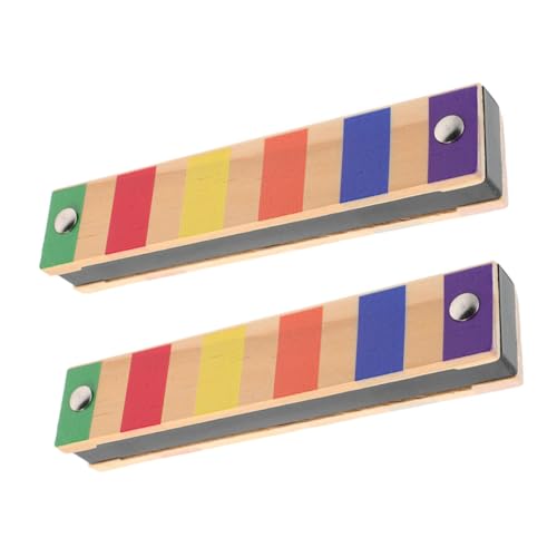 FRCOLOR 2 Stück Holzmundharmonika Doppelreihe Teiliges Natürlicher Kindgerecht für Anfänger und Vorschulkinder Spielerisches Musikinstrument Bunten Farben von FRCOLOR