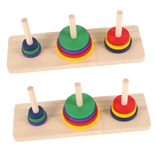 FRCOLOR 2 Stück Holzspielzeug Intellektuelles Puzzle Tower of Hanoi für Erwachsene Fördert Kreativität und Problemlösungsfähigkeiten für DIY Partys und Familienspiele von FRCOLOR