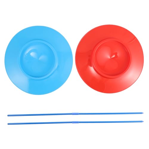 FRCOLOR 2 Stück Jonglierteller mit Robusten Sticks Zirkus für Anfänger Farbige Jonglierplatten für Clown Tricks Geeignet für Straßenauftritte und Kinderpartys Langlebige Performance von FRCOLOR