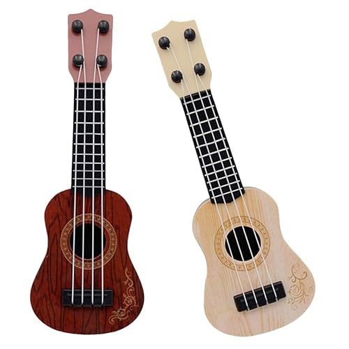 FRCOLOR 2 Stück Kinderspielzeug Ukulele Teiliges Realistische Mini Simulation Gitarre Robustes Modell Braun und Musikalisches Lerninstrument für Kleinkinder und Anfänger von FRCOLOR