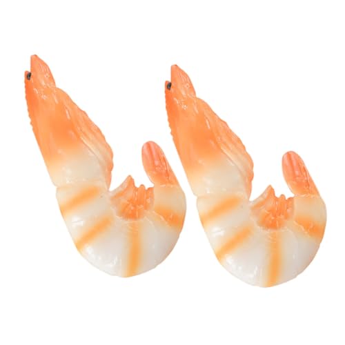 FRCOLOR 2 Stück Künstliche Garnelen Deko PVC Food Modell Realistische Meeresfrüchte Nachbildung Küchen und Restaurantdekoration Leicht Langlebig Vielseitig als Foto und Filmrequisite von FRCOLOR