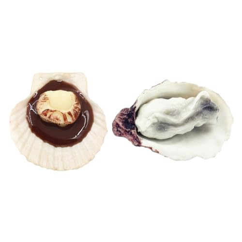 FRCOLOR 2 Stück Künstliche Meeresfrüchte Dekoration Teiliges Lebensechte Austern und Jakobsmuscheln Modelle als Tischdeko und Fotorequisiten für Restaurant und Haushalt von FRCOLOR