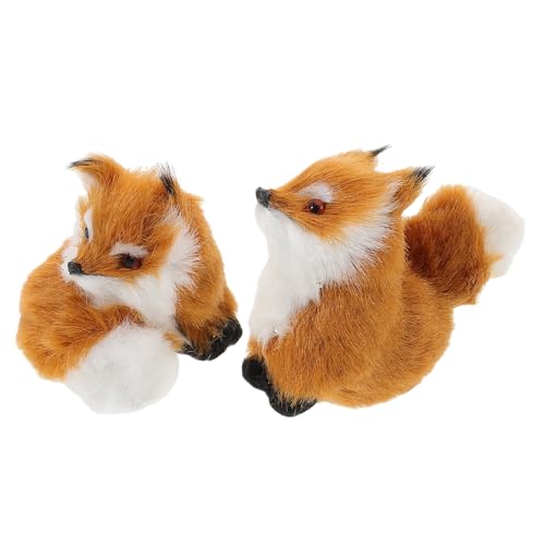 FRCOLOR 2 Stück Little Fox Ornament Fox Stofftier Plüsch Simulation Plüschtiere Tiere Fuchs Plüsch Tierfigur Fuchs Hellbraun Kunststoff von FRCOLOR