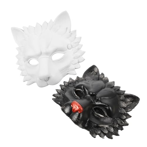 FRCOLOR 2 Stück Löwenmaske PU für Erwachsene Atmungsaktive Tiermaske für Halloween Kostümpartys Maskeraden und Festlichkeiten Unisex Cosplay Maske mit Elastischem Kopfband von FRCOLOR