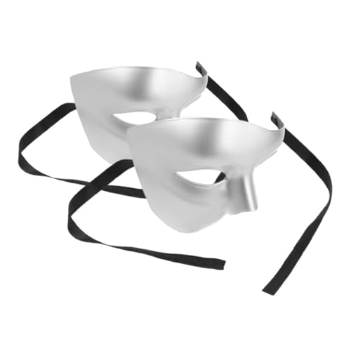 FRCOLOR 2 Stück Maske Maskerade Party Favors Maskerade Zubehör Maskerade Halbgesichtsbrille Maskerade Party Dekorationen Silber Kunststoff von FRCOLOR