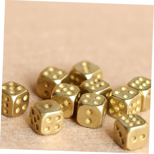 FRCOLOR 2 Stück Massive Messingwürfel Reines Kupfer Robust Poliert Würfelspiel Zubehör für Pub Bar Rollenspiele Geeignet von FRCOLOR