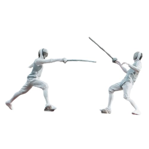 FRCOLOR 2 Stück Maßstab Fechten Figuren Handbemalte Realistische Miniatur Modelle aus Resin Mini Diorama Zubehör für Fechtwettkampf Szene Sammler und Puppenhaus von FRCOLOR