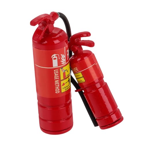 FRCOLOR 2 Stück Maßstab Metall Rot Realistisch Detailliert Puppenhaus Zubehör Miniatur Feuerwehr Dekoration für Mini Haus Landschaft von FRCOLOR