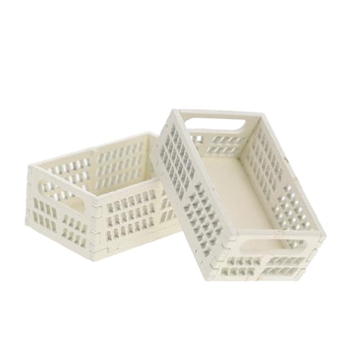 FRCOLOR 2 Stück Mini Holz Aufbewahrungskörbe für Puppenhaus Realistische Deko Boxen für Miniaturmöbel zur Gestaltung von Spielzeugräumen und Mini Szenen von FRCOLOR