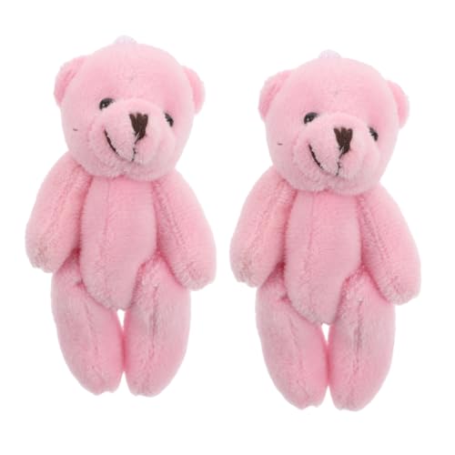 FRCOLOR 2 Stück Mini Plüschbären Rosa Kuscheltiere für Puppenhaus Niedliche Stofftiere für DIY Bastelprojekte und Partygeschenke von FRCOLOR