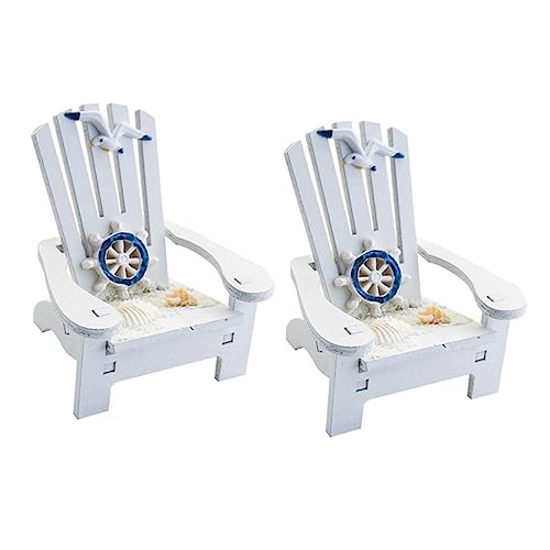 FRCOLOR 2 Stück Mini Strandstuhl Deko aus Holz im Mediterranen Stil Charmante Tischdekoration für Schlafzimmer und Wohnräume als Verschönerung von von FRCOLOR