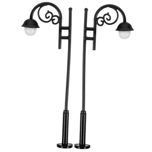 FRCOLOR 2 Stück Mini Straßenlaternen Modell Realistische Puppenhaus Lampe für Garten und Innenbereich Langlebiges und Attraktives Zubehör für Miniatur Szenen und Modellbau von FRCOLOR