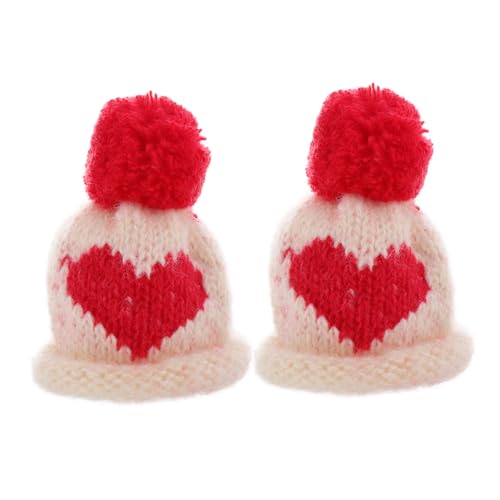FRCOLOR 2 Stück Mini Strickmützen für Weinflaschen DIY Bastelzubehör Kleine Wollmützen für Puppen und Dekorationen für Partys und Feiertage von FRCOLOR
