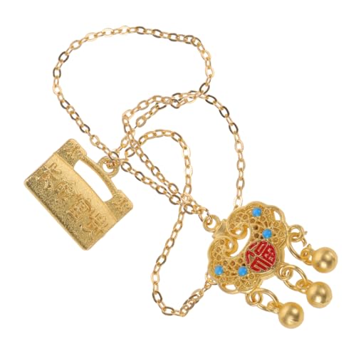 FRCOLOR 2 Stück Mini chinesische Halskettezubehör Miniatur-Halskette Puppe Halskette Kinderspielketten Spielzeugschmuck Szenenketten Miniaturspielzeug kleines Metall Golden von FRCOLOR