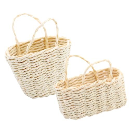 FRCOLOR 2 Stück Miniatur Flechtkorb für Puppenhaus Dekoration Realistischer Weidenkorb in Kompakter Multifunktional als kleines Haus Accessoire und Fotorequisite Liebevoll Gestaltetes von FRCOLOR