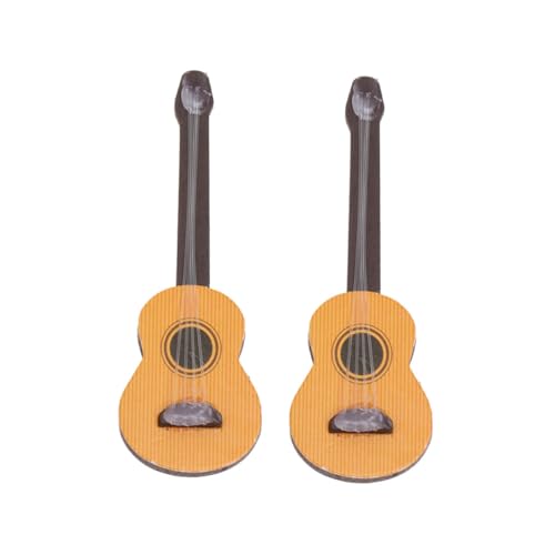 FRCOLOR 2 Stück Miniatur Gitarre Holzspielzeug Dekoratives Miniaturinstrument für Puppenhaus Desktop Ornament Musikspielzeug von FRCOLOR