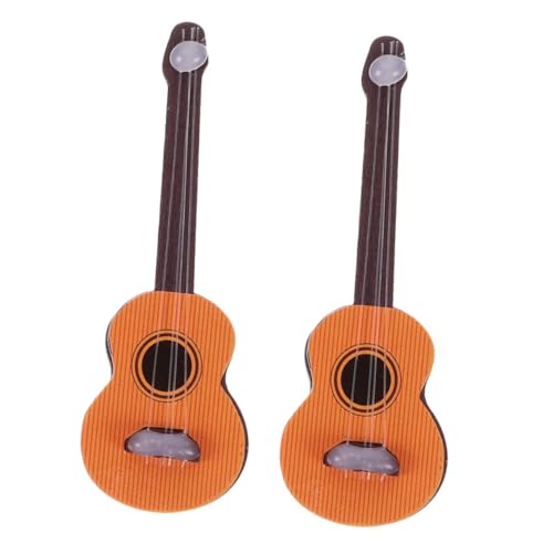 FRCOLOR 2 Stück Miniatur Gitarren aus Holz Teiliges Robuste Kleine Gitarrenmodelle für Puppenhaus Dekoration Leichte Mini Musikinstrumente Realistische Handgefertigte Mini Gitarren von FRCOLOR