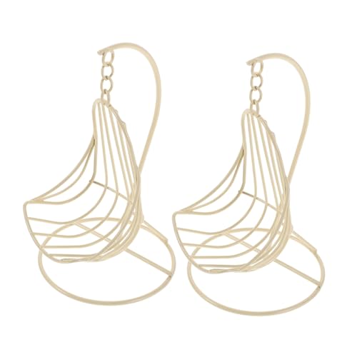 FRCOLOR 2 Stück Miniatur Hängesessel aus Metall Schaukelstuhl für Puppenhaus Dekoration Vielseitiges Mini Dollhouse Möbel für Garten Wohnzimmer Fotorequisiten Rustikale Miniatur Schaukel von FRCOLOR