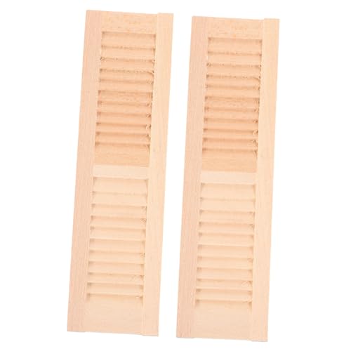 FRCOLOR 2 Stück Miniatur Holz jalousien Dekorative Puppenhaus Fensterläden DIY Zubehör für Puppenmöbel Handgefertigt Glatte Oberfläche Robustes Holz für Puppenhaus Dekoration von FRCOLOR