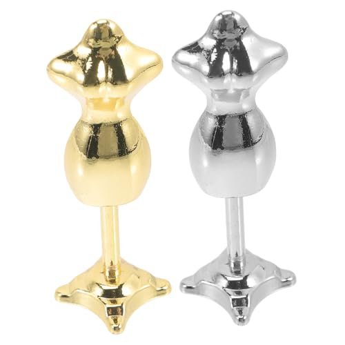 FRCOLOR 2 Stück Miniatur Puppen Kleiderbügel Glänzend Gold Silber Mannequin Modellständer für Puppenkleidung Dekoratives Zubehör für Dollhouse Display von FRCOLOR