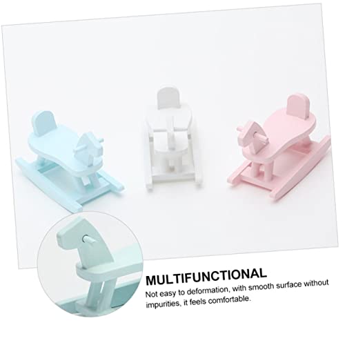 FRCOLOR 2 Stück Miniatur Schaukelpferd aus Hochwertigem Holz Detailgetreues Modellspielzeug Naturbelassen Sicher für Fördert Fantasie und Kognitive Entwicklung Teiliges für Dekoration und von FRCOLOR