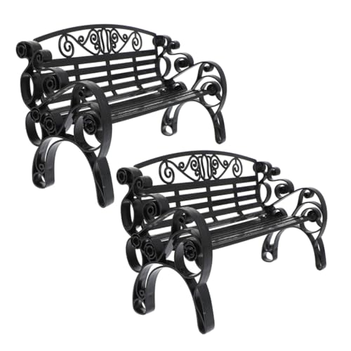 FRCOLOR 2 Stück Miniatur aus Realistische Puppenhausmöbel Deko für Garten und DIY Projekte Elegante Retro Bank aus Hochwertigem für Miniatur Landschaften und Puppenzubehör von FRCOLOR