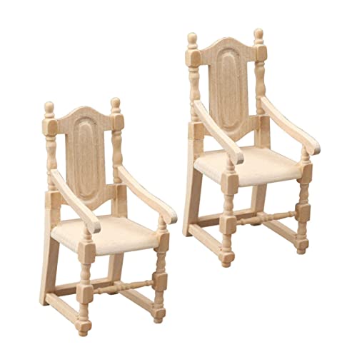 FRCOLOR 2 Stück Modellstühle aus Holz Langlebig und Robust Zubehör für Puppenhaus Deko und Fotorequisiten von FRCOLOR