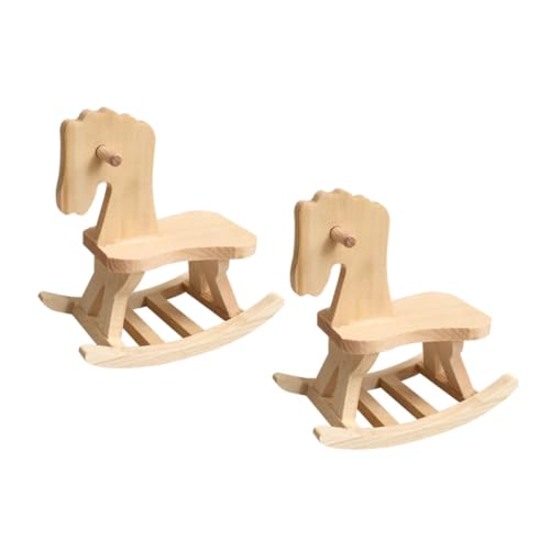 FRCOLOR 2 Stück Montagemodell Kits Bauen Pädagogisches Handwerk Schaukelpferd Dekor Schaukelpferd Figur Farbe Kind Kind Pferd Dekorationen Vorschule Mini Mini Haus Khaki Holz von FRCOLOR