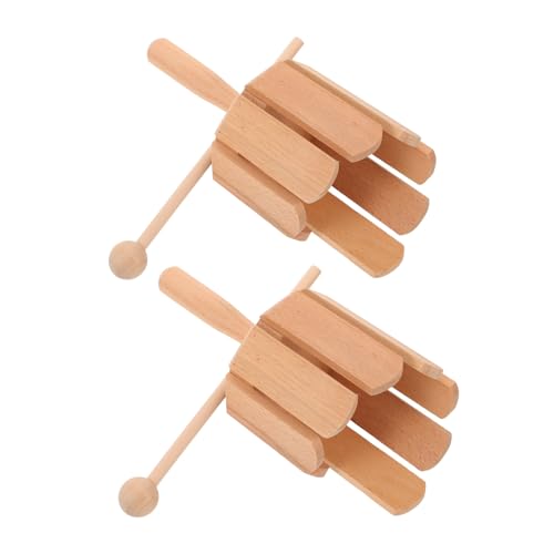 FRCOLOR 2 Stück Orff Instrument Holzschlaginstrument Percussion Naturholz Klang Rhythmusfördernd mit Schlägel Lernspielzeug für Frühe Musikalische Entwicklung von FRCOLOR