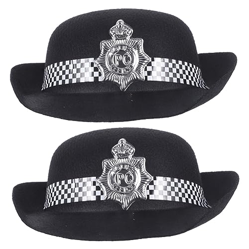 FRCOLOR 2 Stück Polizei Kostüm Caps Cosplay Hüte aus Hochwertigem Filz Leichte und Formstabile Verkleidungshüte für Halloween Fasching Mottoparty und Bühnenauftritte von FRCOLOR