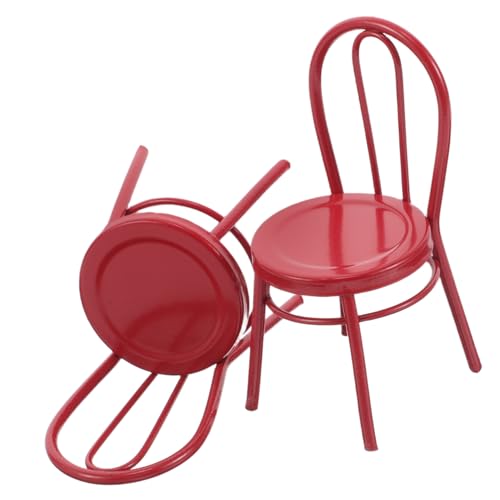 FRCOLOR 2 Stück Puppenhaus Möbel Küchenstuhl Rot für DIY Puppenhaus Dekoration und Sammler Zubehör von FRCOLOR