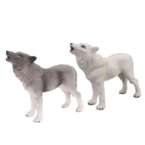 FRCOLOR 2 Stück Realistische Kleine Wolf Modelle aus Sicherem Kunststoff Detailgetreue Wildtierfiguren für Lernspielzeug und Dekorative Wolf Ornamente Kreativität von FRCOLOR