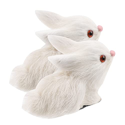 FRCOLOR 2 Stück Realistische Plüschhasen Simulation Kaninchen Figurine Süße Dekoration für Zuhause und Klassenzimmer Weiche Furry Tisch und Regalornamente als für Familie von FRCOLOR