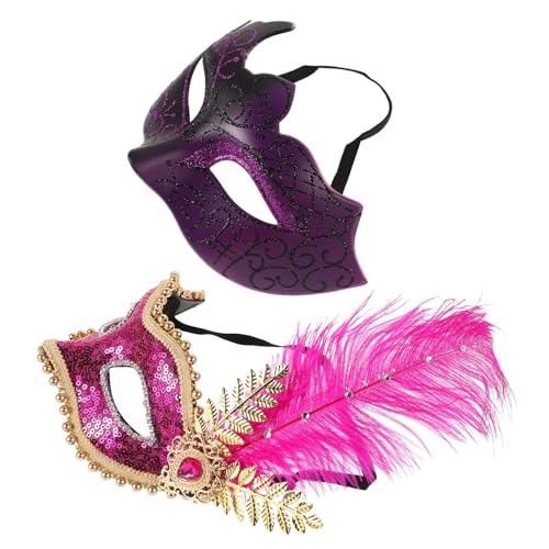 FRCOLOR 2 Stück Retro Roman Maske Partymasken für Erwachsene karneval kostüm frauen Venezianische Partymaske Karneval-DIY-Maske karneval partyzubehör Plastik Violett FRCOLOR 2 Stück Retro Roman Maske Partymasken für Erwachsene karneval kostüm frauen Venezianische Partymaske Karneval-DIY-Maske karneval partyzubehör Plastik Violett von FRCOLOR