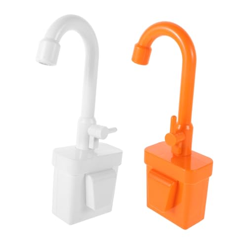 FRCOLOR 2 Stück Rotierbarer Küchenspüle Wasserhahn für Rollenspiele Fördert Motorik und Kreativität bei Jungen und Mädchen ohne Batterien Orange Weiß von FRCOLOR